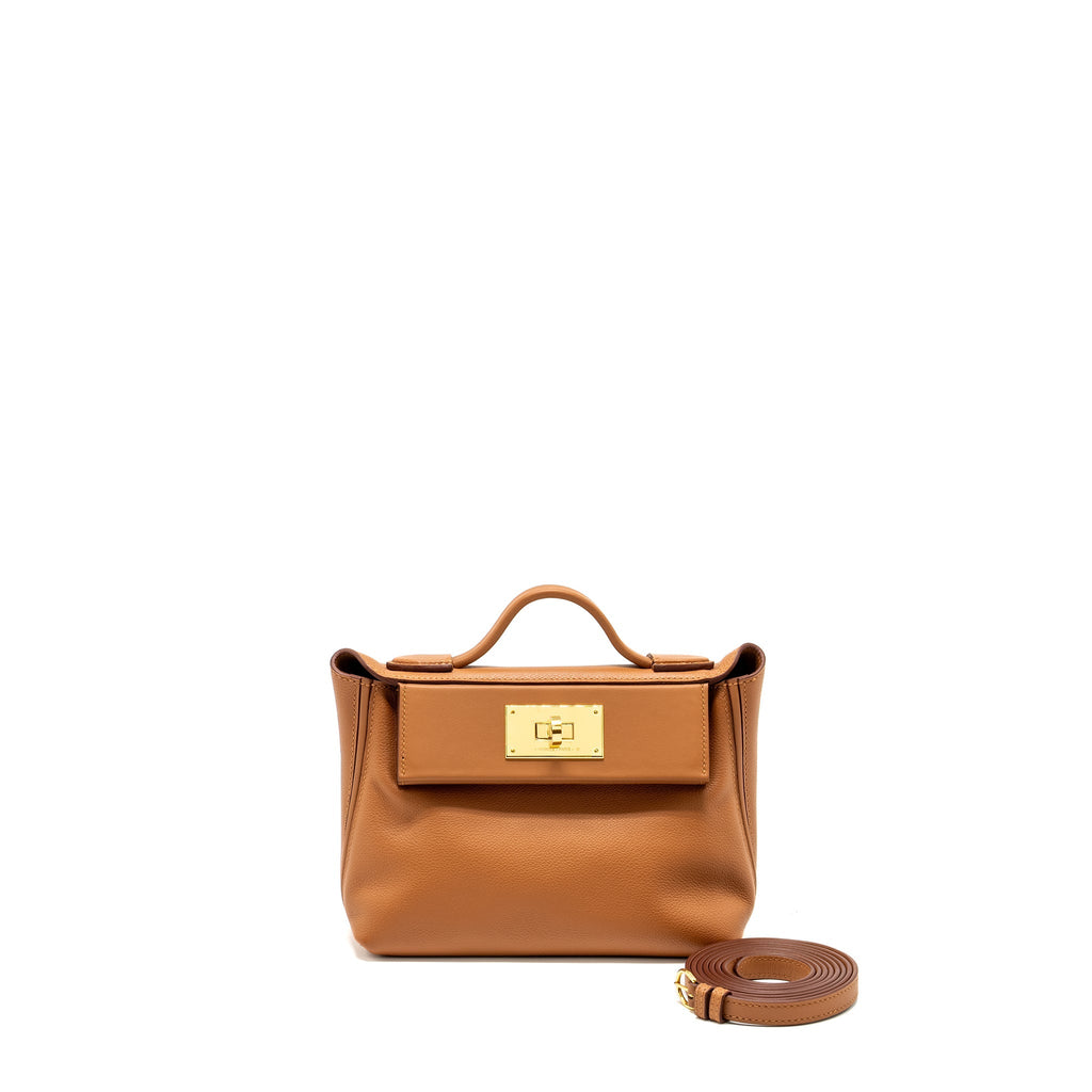 HERMES MINI 24/24 2424-21 BAG EVERCOLOR / SWIFT GOLD GHW