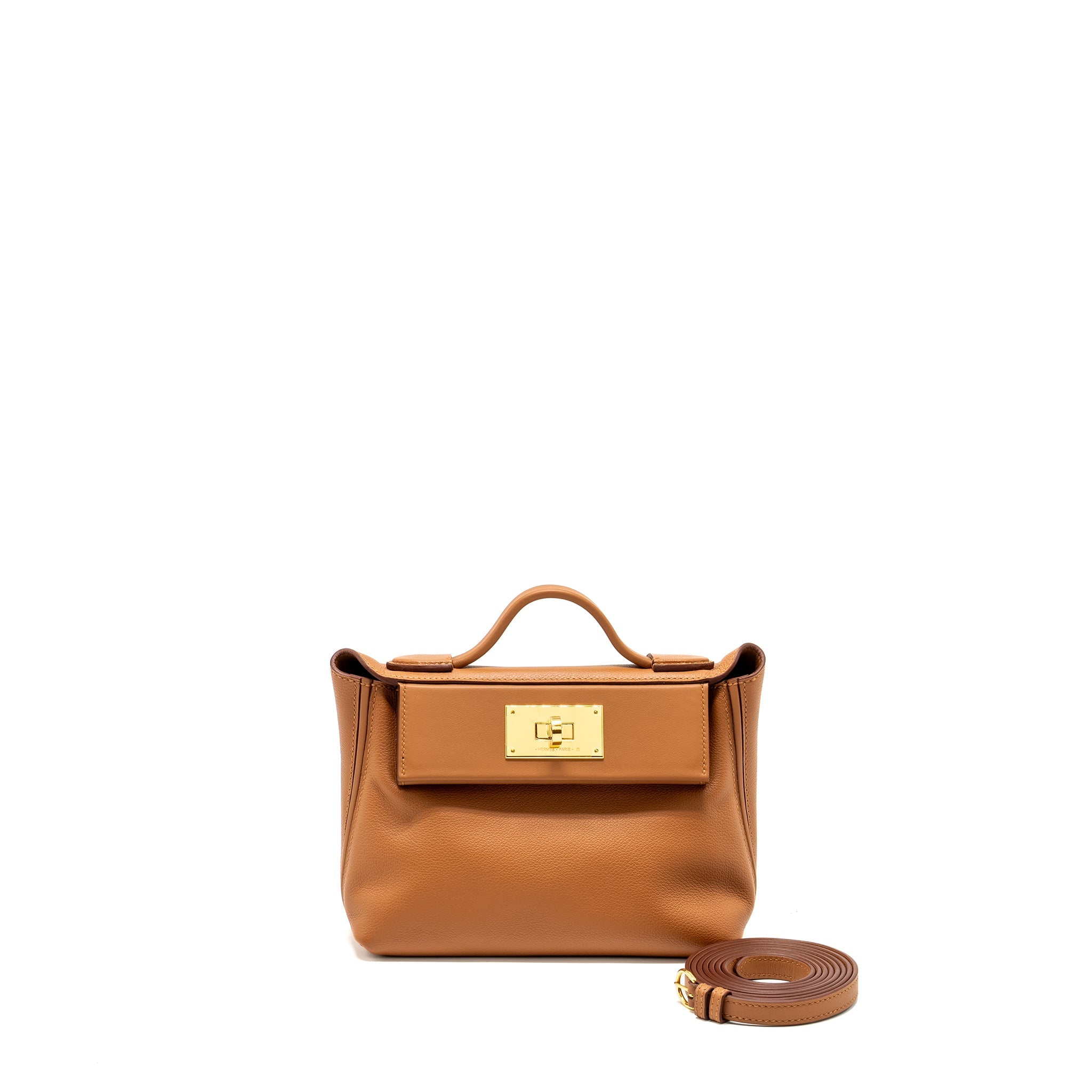 HERMES MINI 24/24 2424-21 BAG EVERCOLOR / SWIFT GOLD GHW