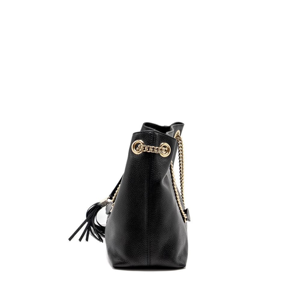 GUCCI INTERLOCKING G SOHO TOTE BAG CALFSKIN BLACK GHW