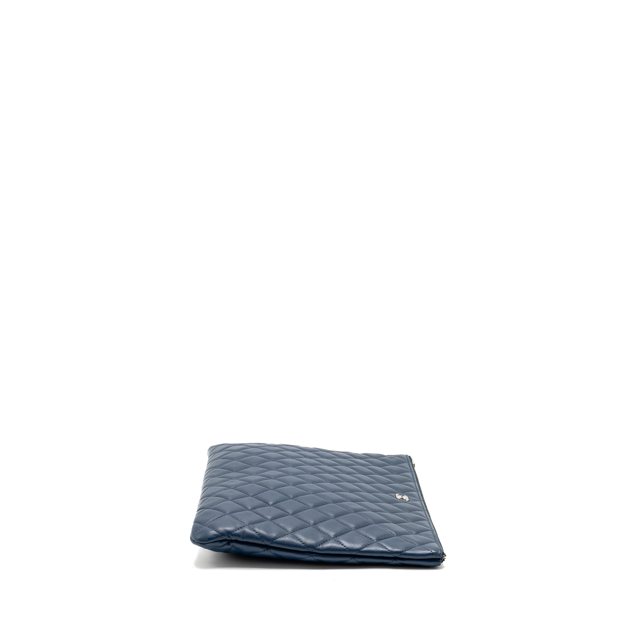 CHANEL CLASSIC QUILTED LARGE CLUTCH BAG LAMBSKIN NAVY SHW