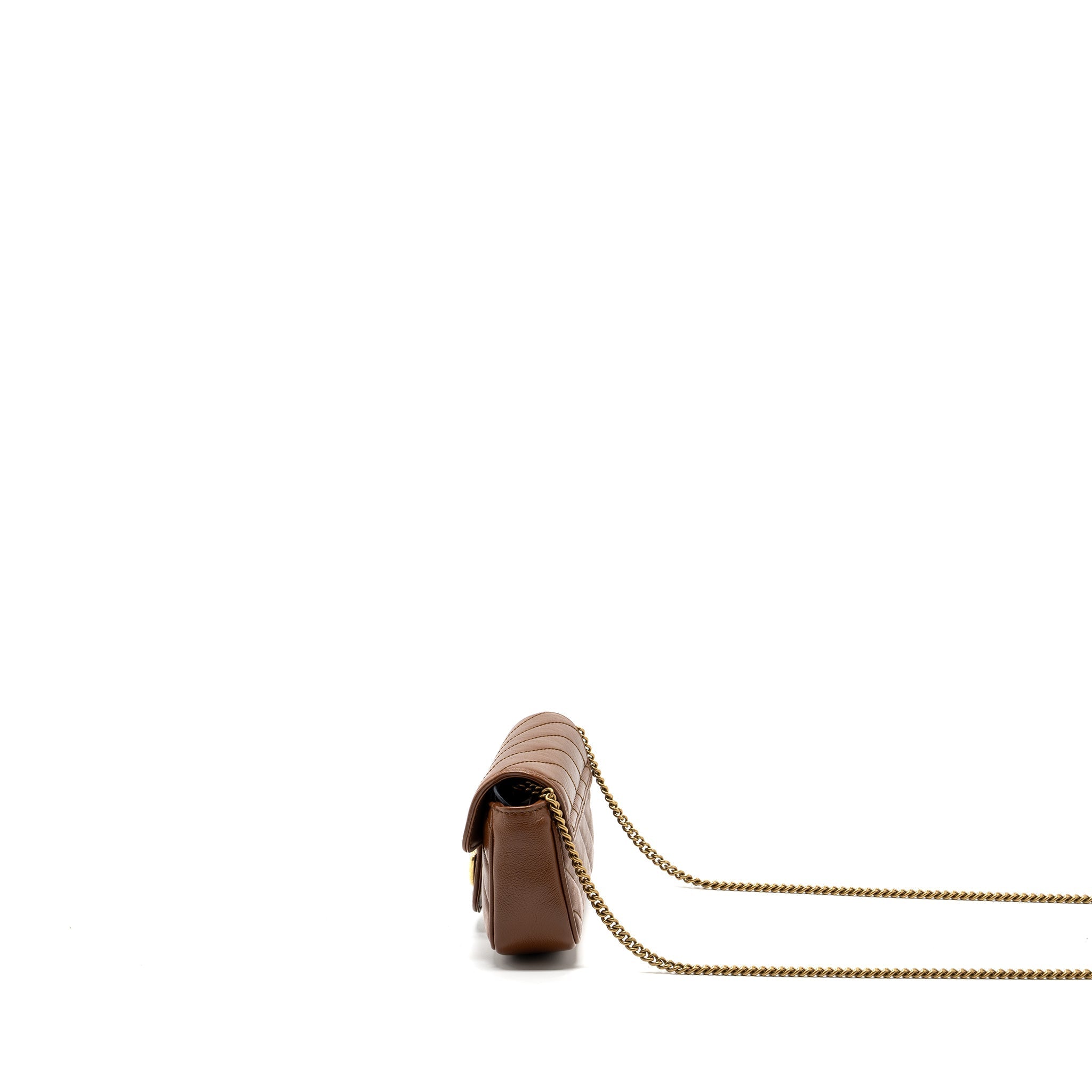 GUCCI SUPER MINI GG MARMONT CALFSKIN CARAMEL GHW