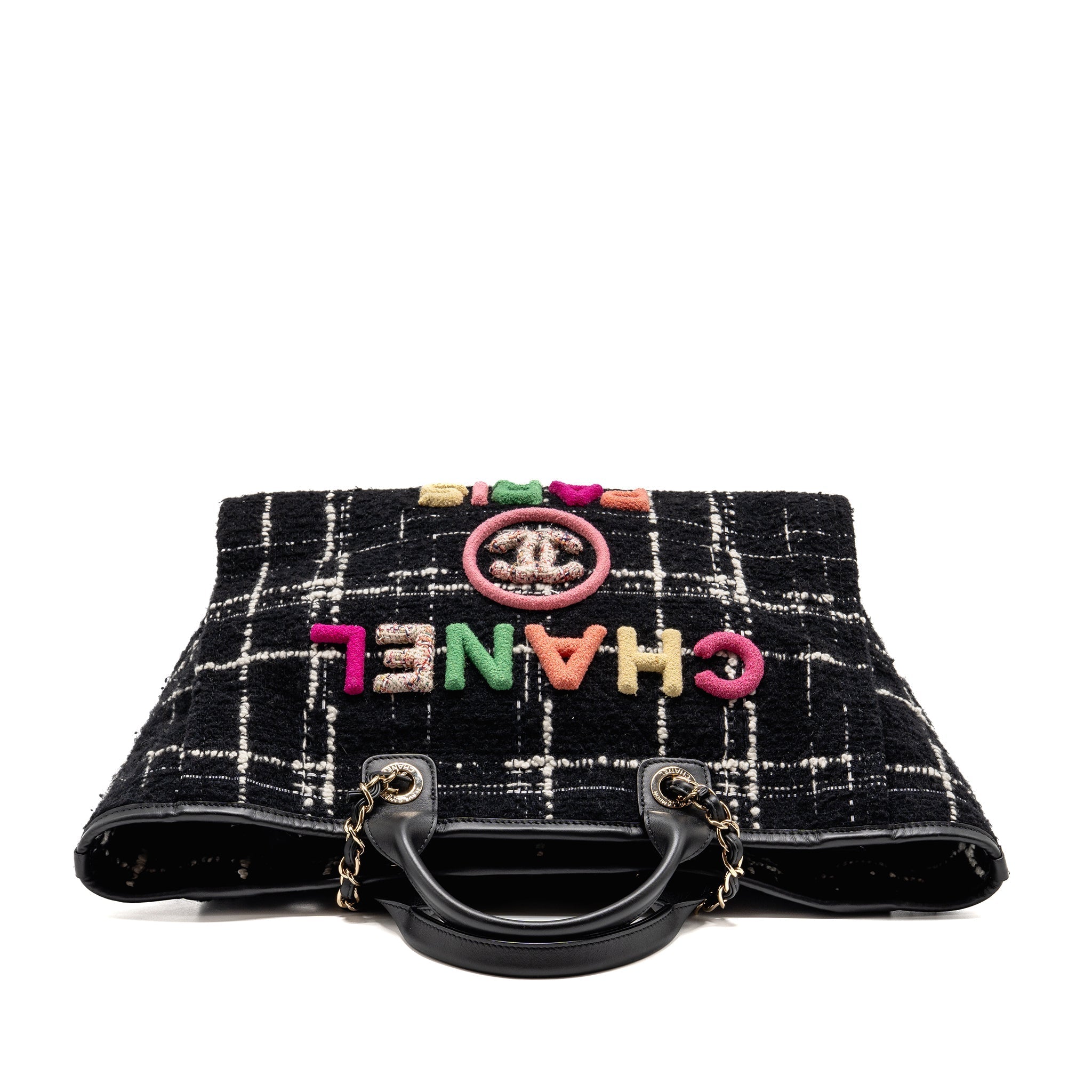 CHANEL DEAUVILLE TOTE TWEED BLACK / MULTICOLOR LGHW (MICROCHIP)