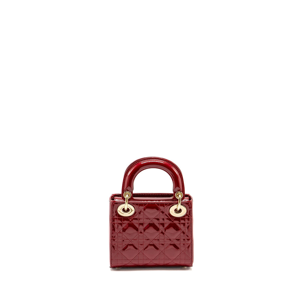 DIOR MINI LADY DIOR PATENT RED LGHW