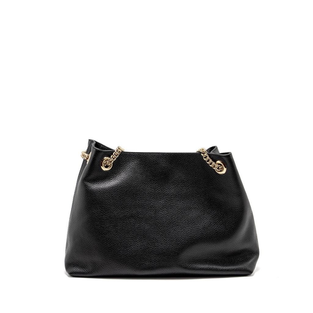 GUCCI INTERLOCKING G SOHO TOTE BAG CALFSKIN BLACK GHW