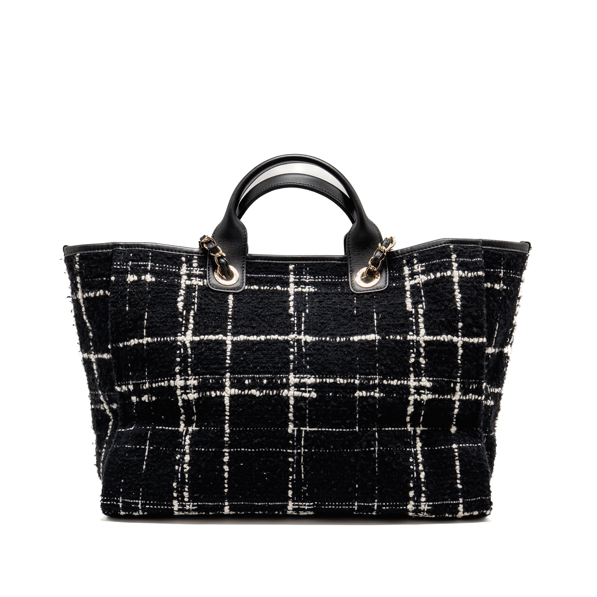 CHANEL DEAUVILLE TOTE TWEED BLACK / MULTICOLOR LGHW (MICROCHIP)