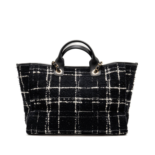 CHANEL DEAUVILLE TOTE TWEED BLACK / MULTICOLOR LGHW (MICROCHIP)