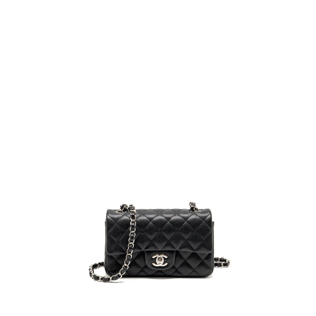 CHANEL MINI RECTANGULAR FLAP BAG CAVIAR BLACK SHW