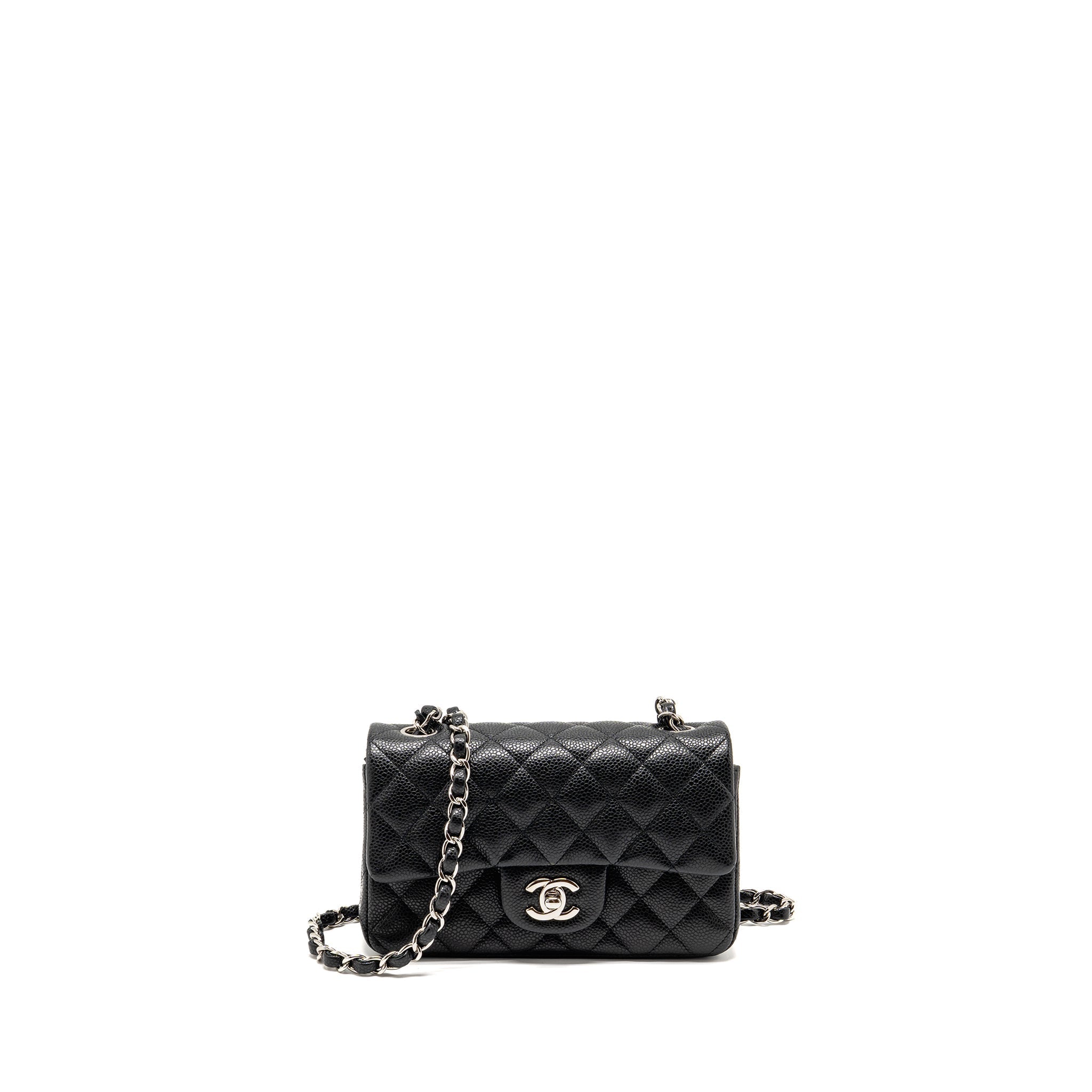 CHANEL MINI RECTANGULAR FLAP BAG CAVIAR BLACK SHW