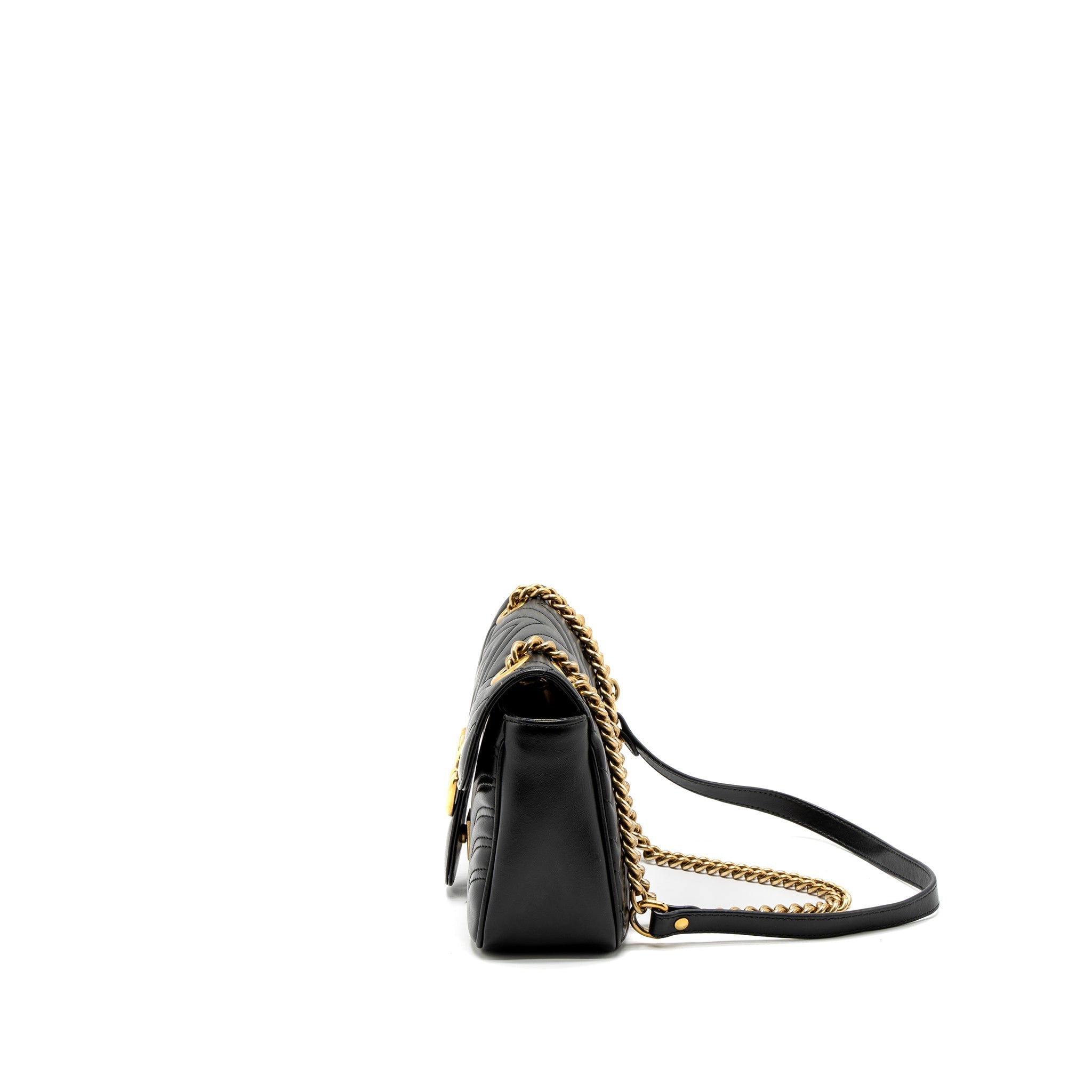 GUCCI SMALL GG MARMONT BAG CALFSKIN BLACK GHW