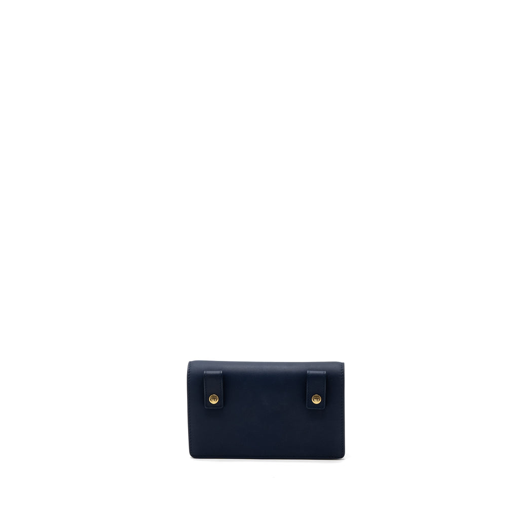 DIOR SADDLE BELT POUCH CALFSKIN BLUE WITH BLUE HARDWARE