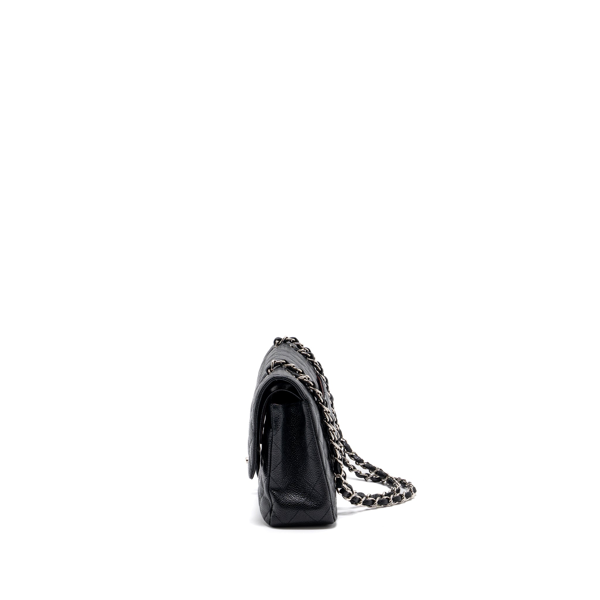 CHANEL MEDIUM CLASSIC FLAP BAG CAVIAR BLACK WITH SHW