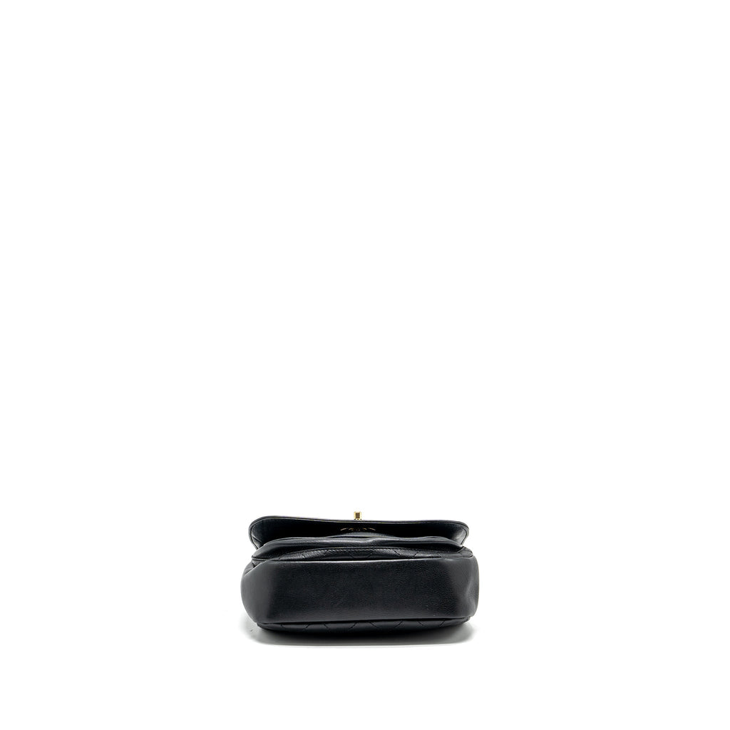 CHANEL HALF MOON QUILTED FLAP BAG GRAINED CALFSKIN BLACK GHW