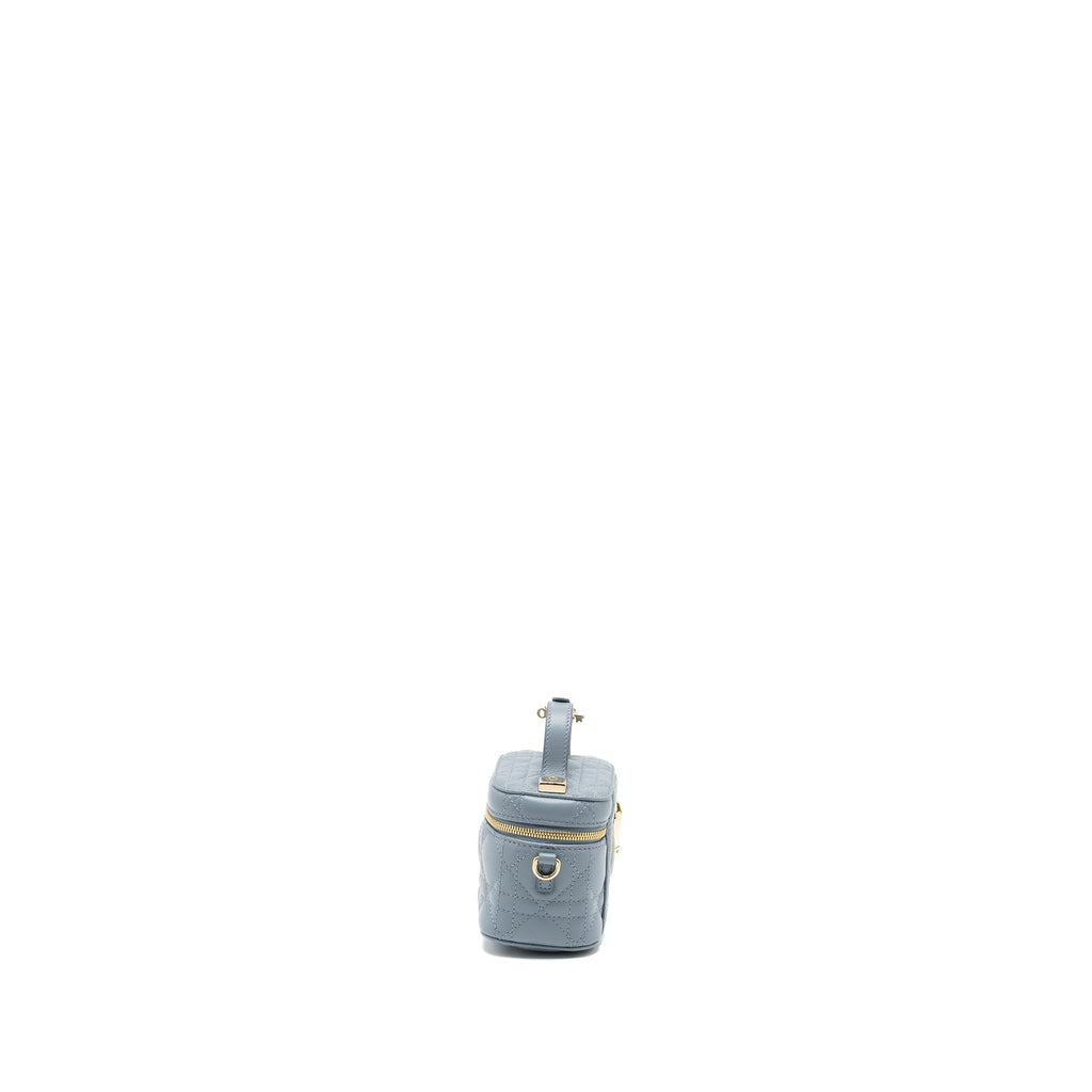 DIOR MICRO LADY DIOR VANITY CASE LAMBSKIN LIGHT GREY LGHW