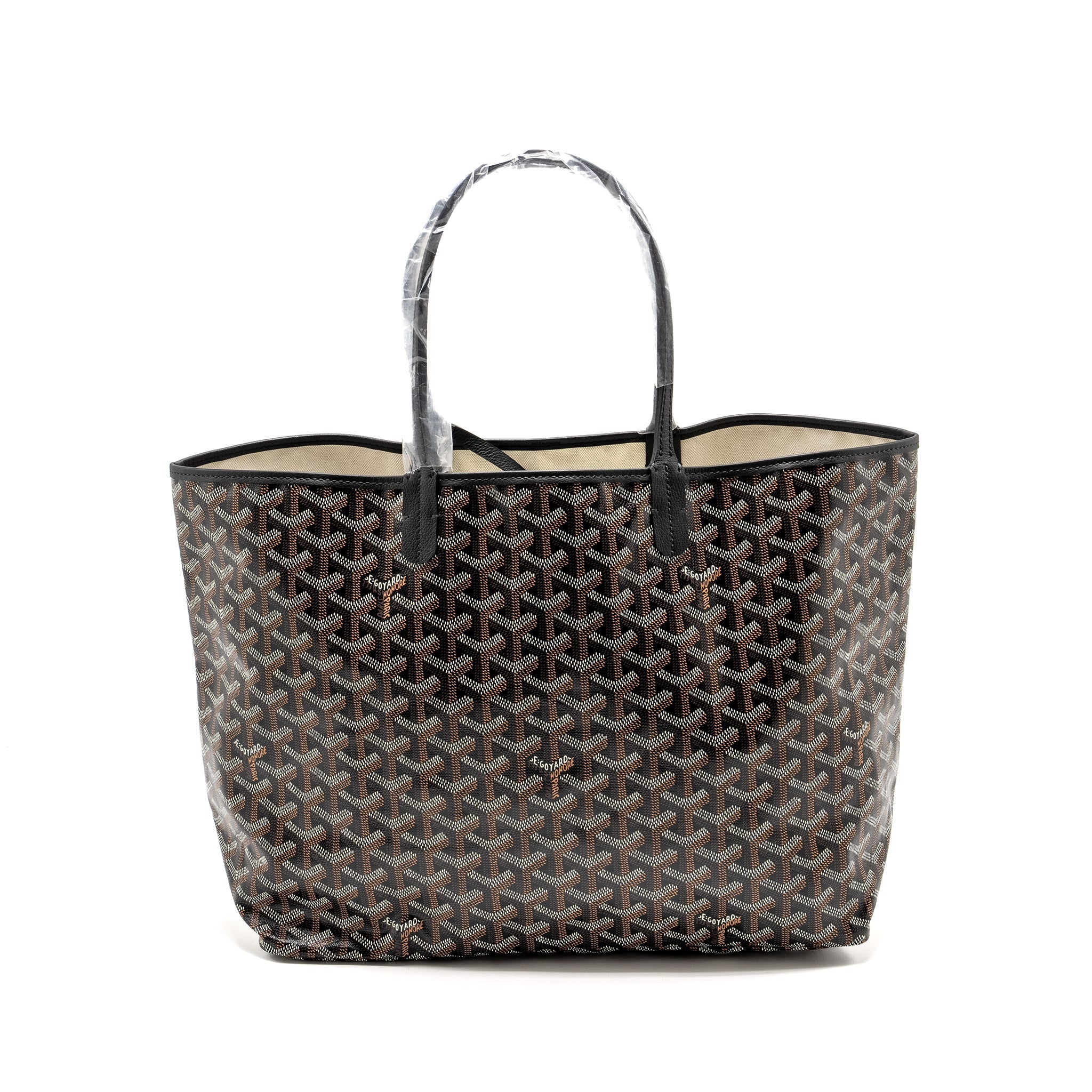 GOYARD SAINT LOUIS TOTE PM GOYARDLINE CANVAS / CALFSKIN BLACK SHW