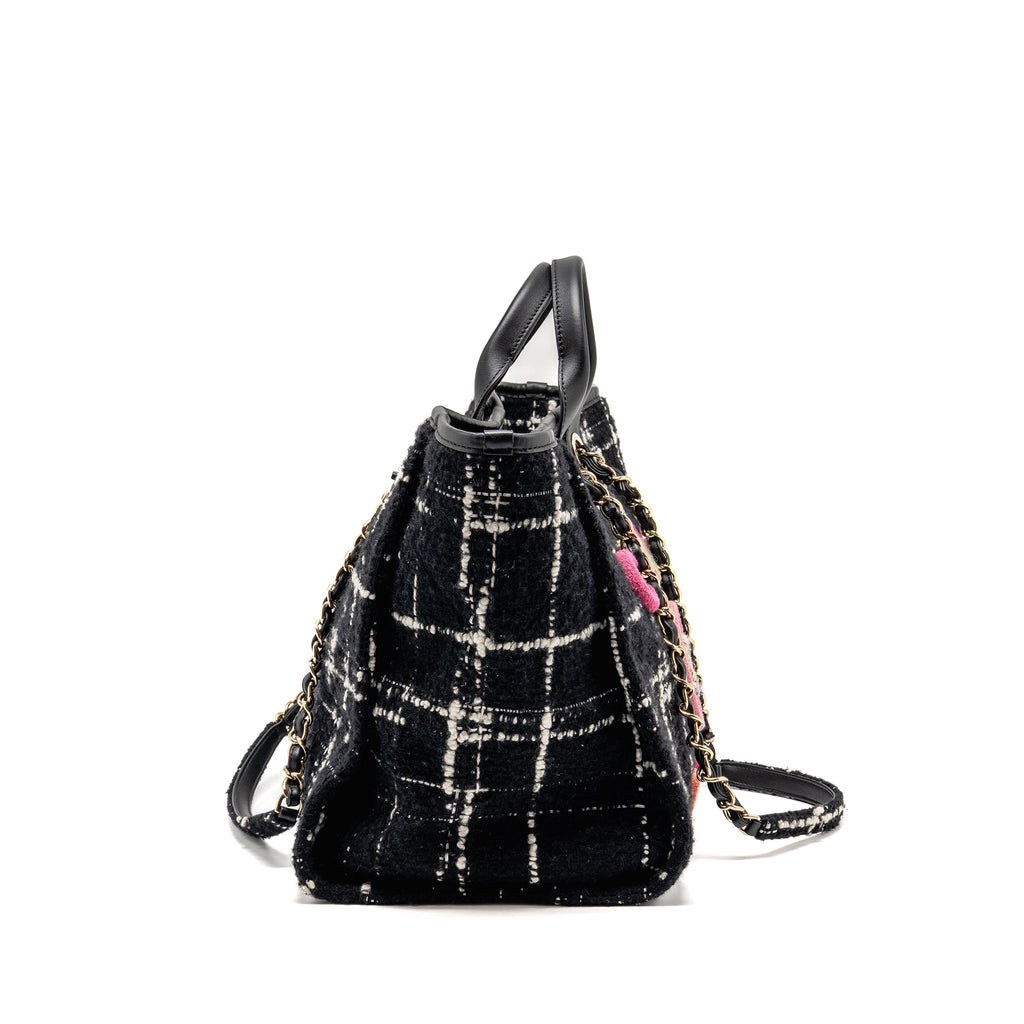 CHANEL DEAUVILLE TOTE TWEED BLACK / MULTICOLOR LGHW (MICROCHIP)