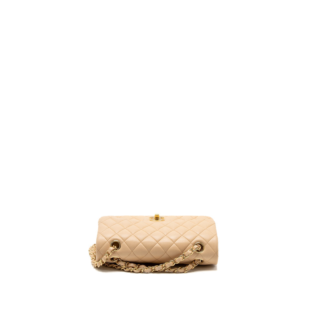 CHANEL SMALL CLASSIC FLAP BAG LAMBSKIN BEIGE GHW