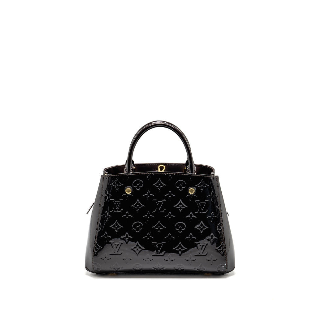 LOUIS VUITTON VERNIS MONTAIGNE BB BAG MONOGRAM PATENT BURGUNDY AMARANTE GHW