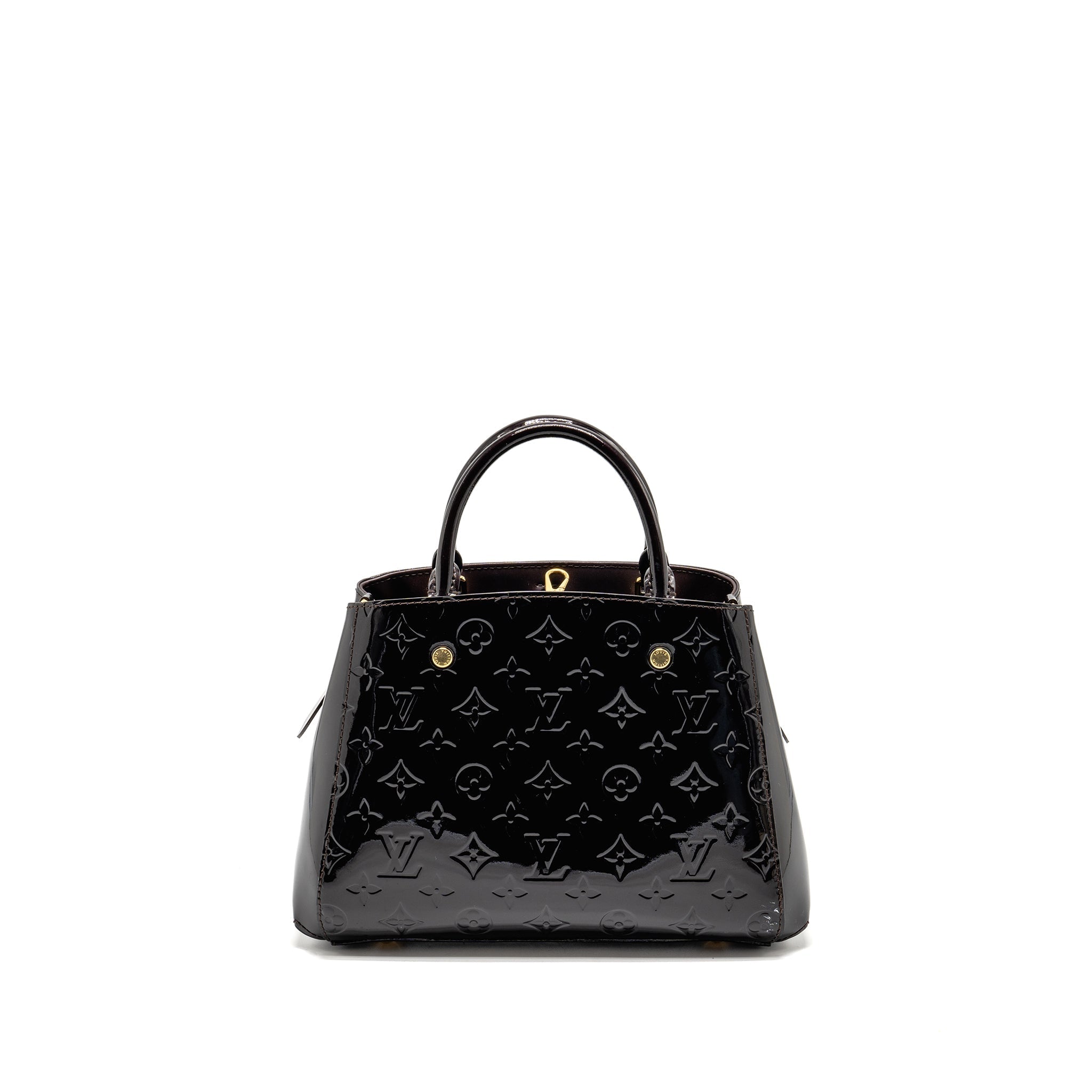 LOUIS VUITTON VERNIS MONTAIGNE BB BAG MONOGRAM PATENT BURGUNDY AMARANTE GHW