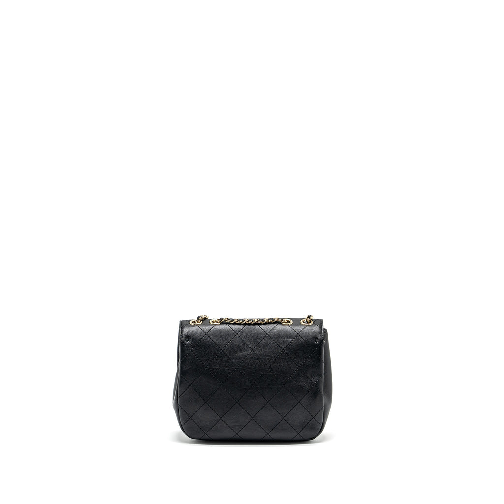 CHANEL HALF MOON QUILTED FLAP BAG GRAINED CALFSKIN BLACK GHW