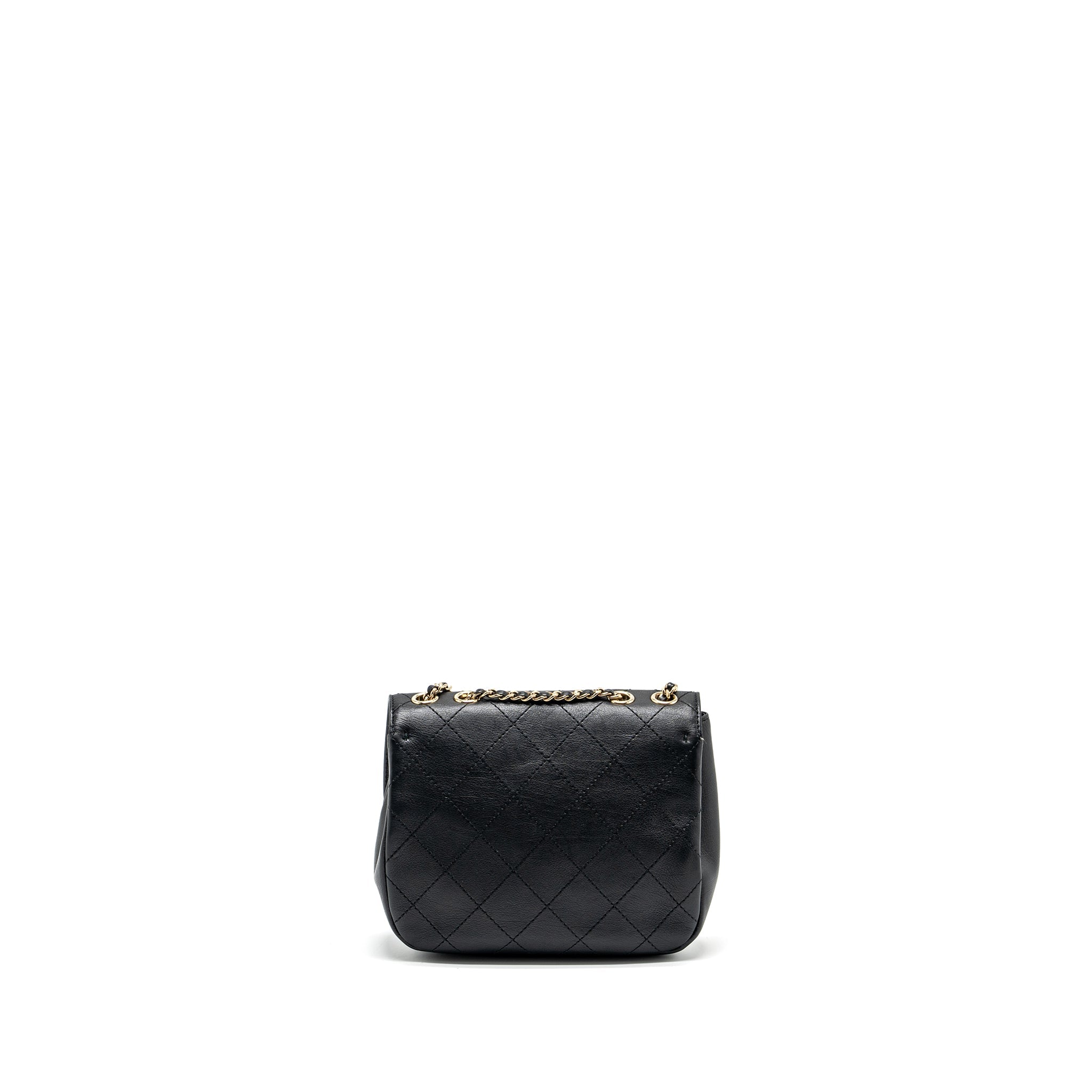 CHANEL HALF MOON QUILTED FLAP BAG GRAINED CALFSKIN BLACK GHW