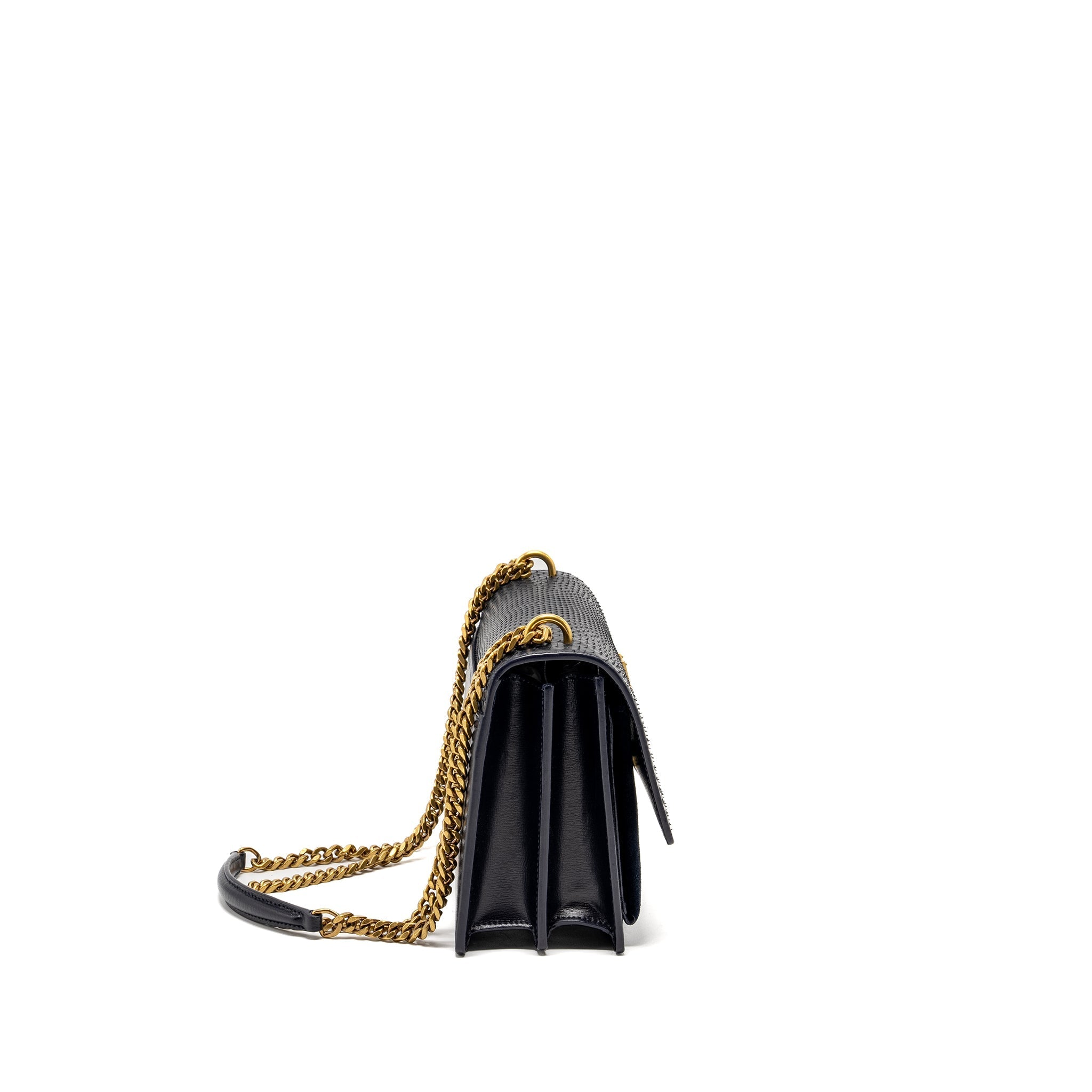 SAINT LAURENT /YSL SUNSET BAG PYTHON/SUEDE NAVY GHW