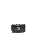 GUCCI SMALL GG MARMONT SHOULDER BAG CALFSKIN BLACK SHW