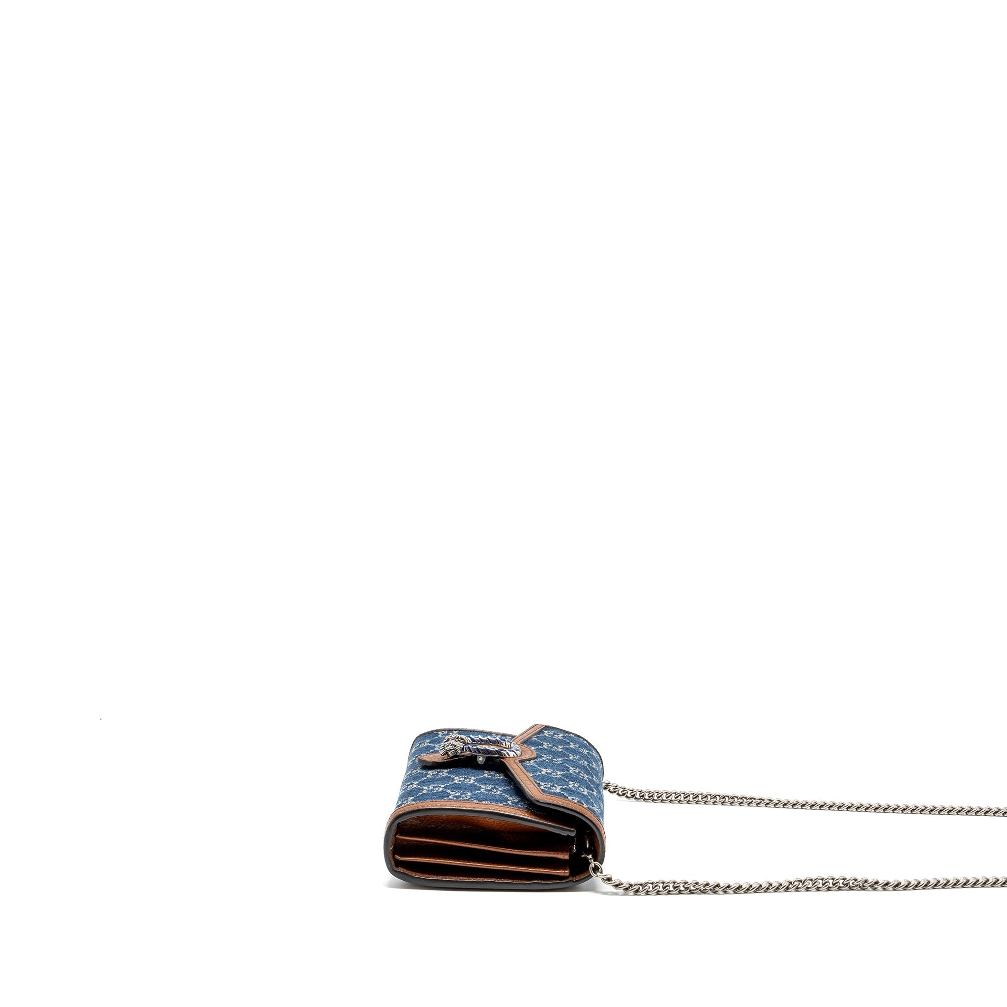 GUCCI DIONYSUS CHAIN WALLET BAG GG SUPREME DENIM/LEATHER MULTICOLOUR HARDWARE