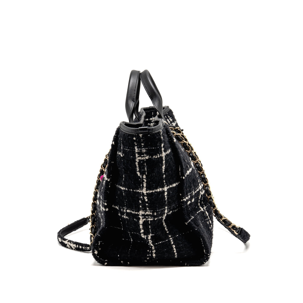 CHANEL DEAUVILLE TOTE TWEED BLACK / MULTICOLOR LGHW (MICROCHIP)