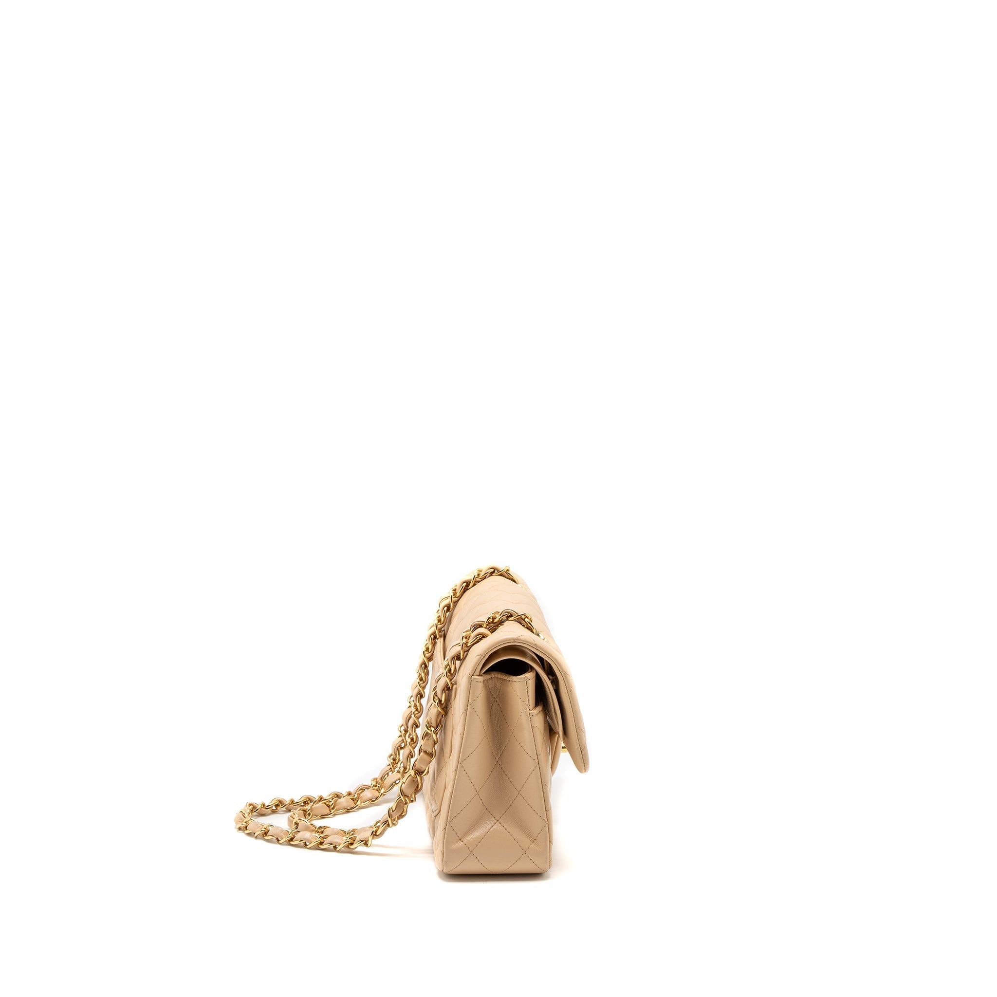 CHANEL SMALL CLASSIC FLAP BAG LAMBSKIN BEIGE GHW