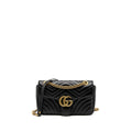 GUCCI SMALL GG MARMONT BAG CALFSKIN BLACK GHW