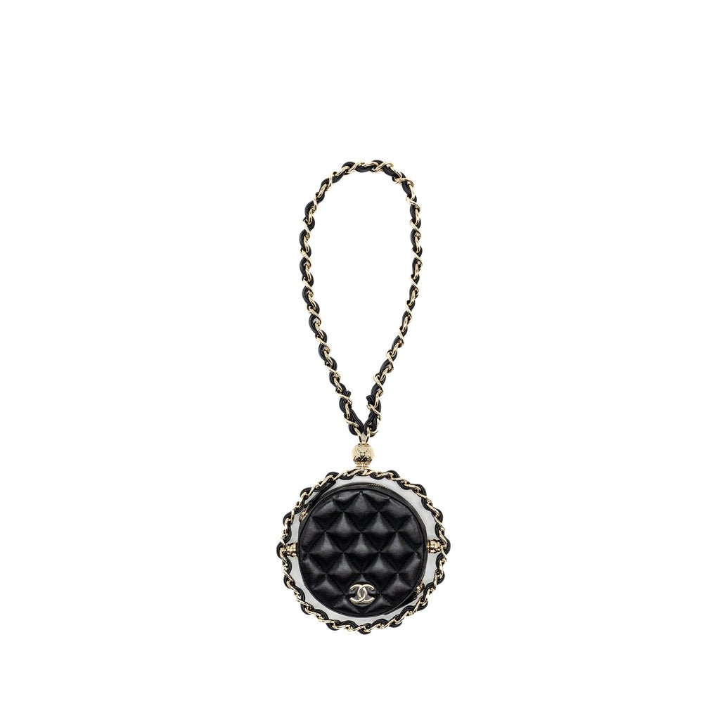 CHANEL 22C ROUND CLUTCH WITH CHAIN LAMBSKIN BLACK GHW