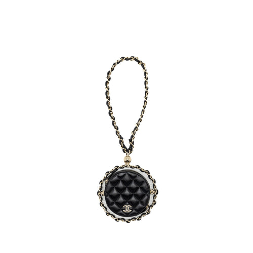 CHANEL 22C ROUND CLUTCH WITH CHAIN LAMBSKIN BLACK GHW