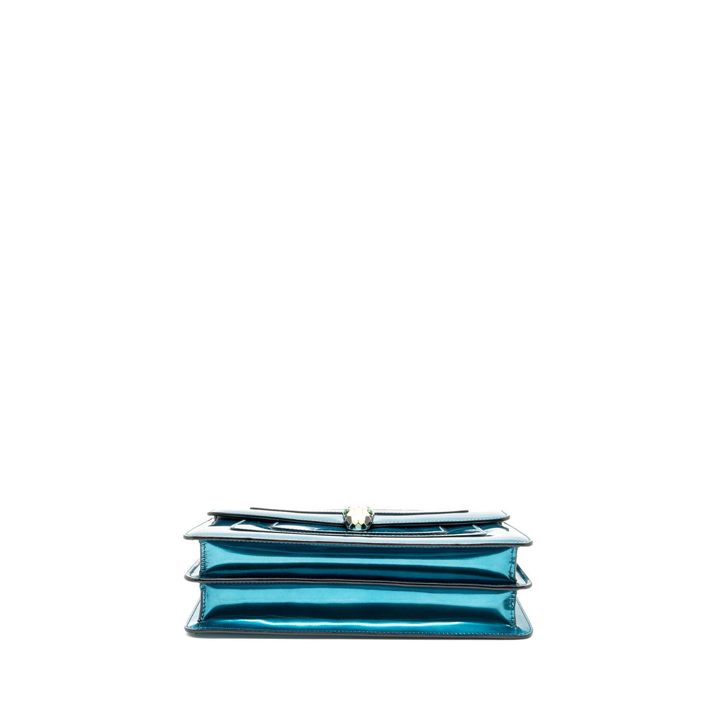 BVLGARI SERPENTI FOREVER BAG PATENT METALLIC BLUE LGHW