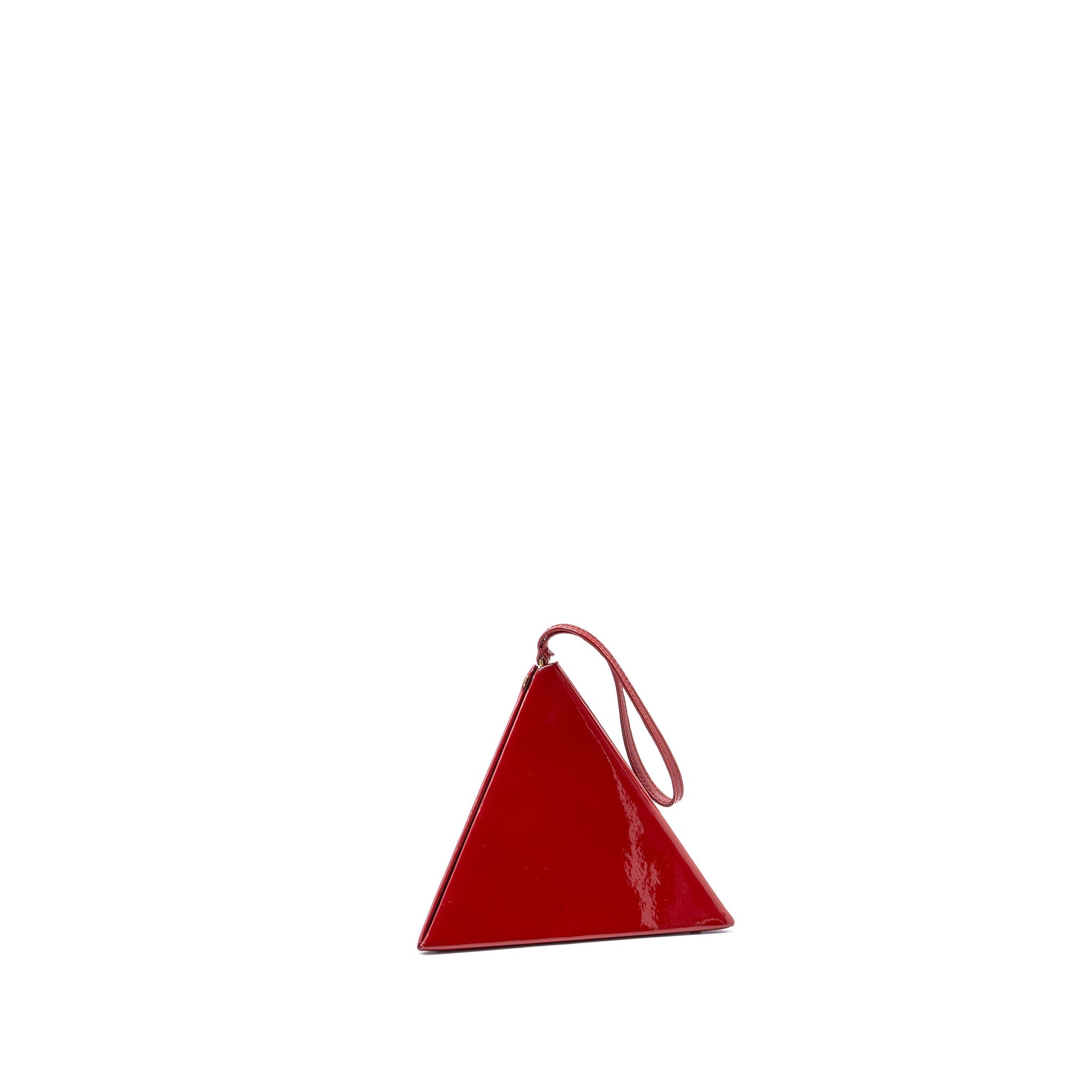 SAINT LAURENT/YSL PYRAMID CLUTCH PATENT ROUGE GHW
