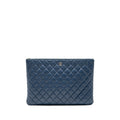 CHANEL CLASSIC QUILTED LARGE CLUTCH BAG LAMBSKIN NAVY SHW