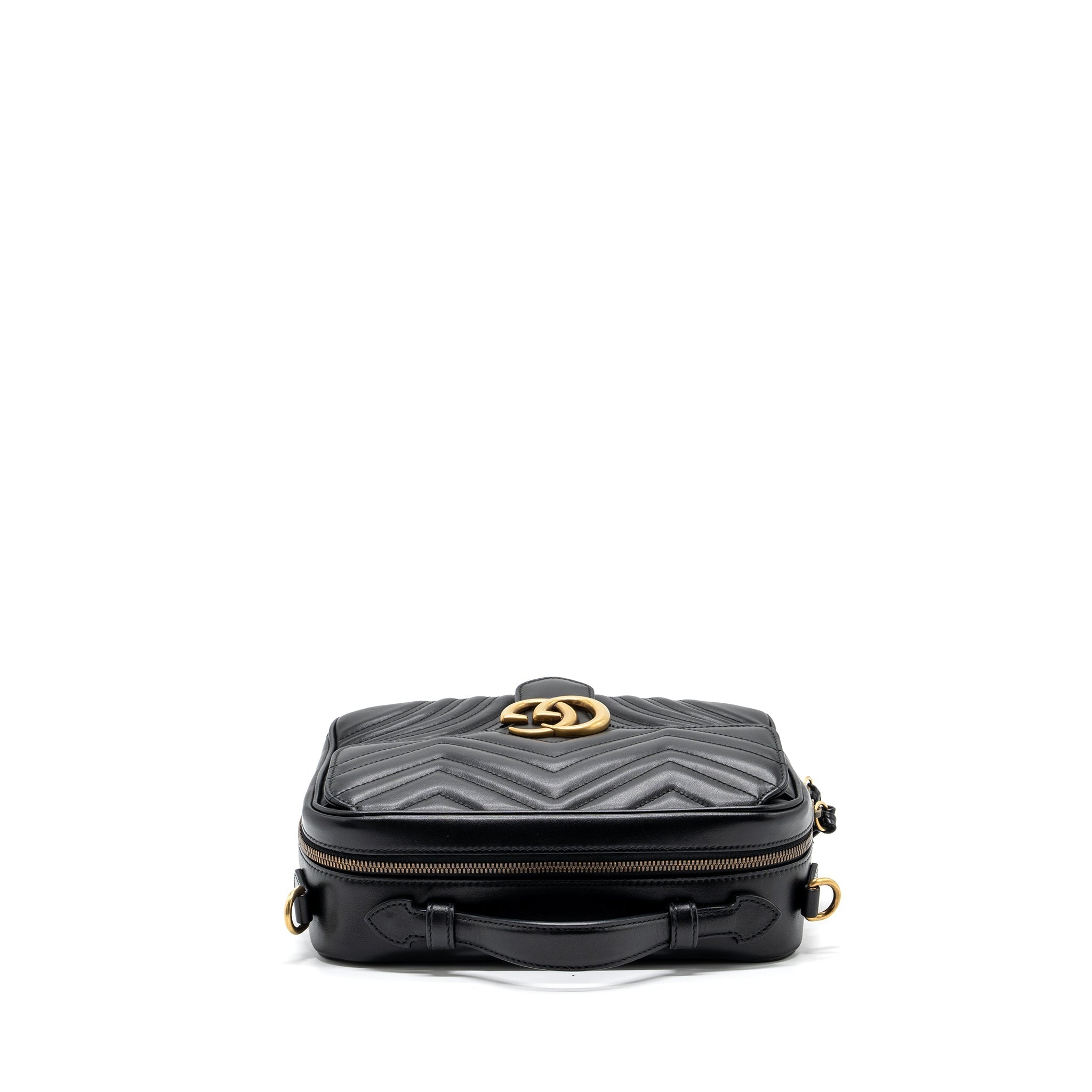 GUCCI GG MARMONT MATELASSE SHOULDER BAG CALFSKIN BLACK GHW
