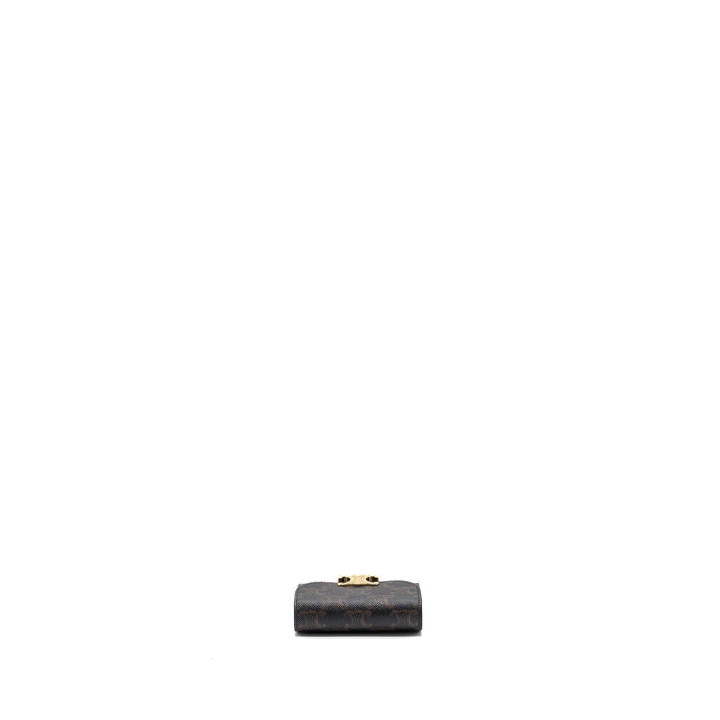 CELINE SMALL TRIOMPHE FLAP WALLET CANVAS TAN GHW