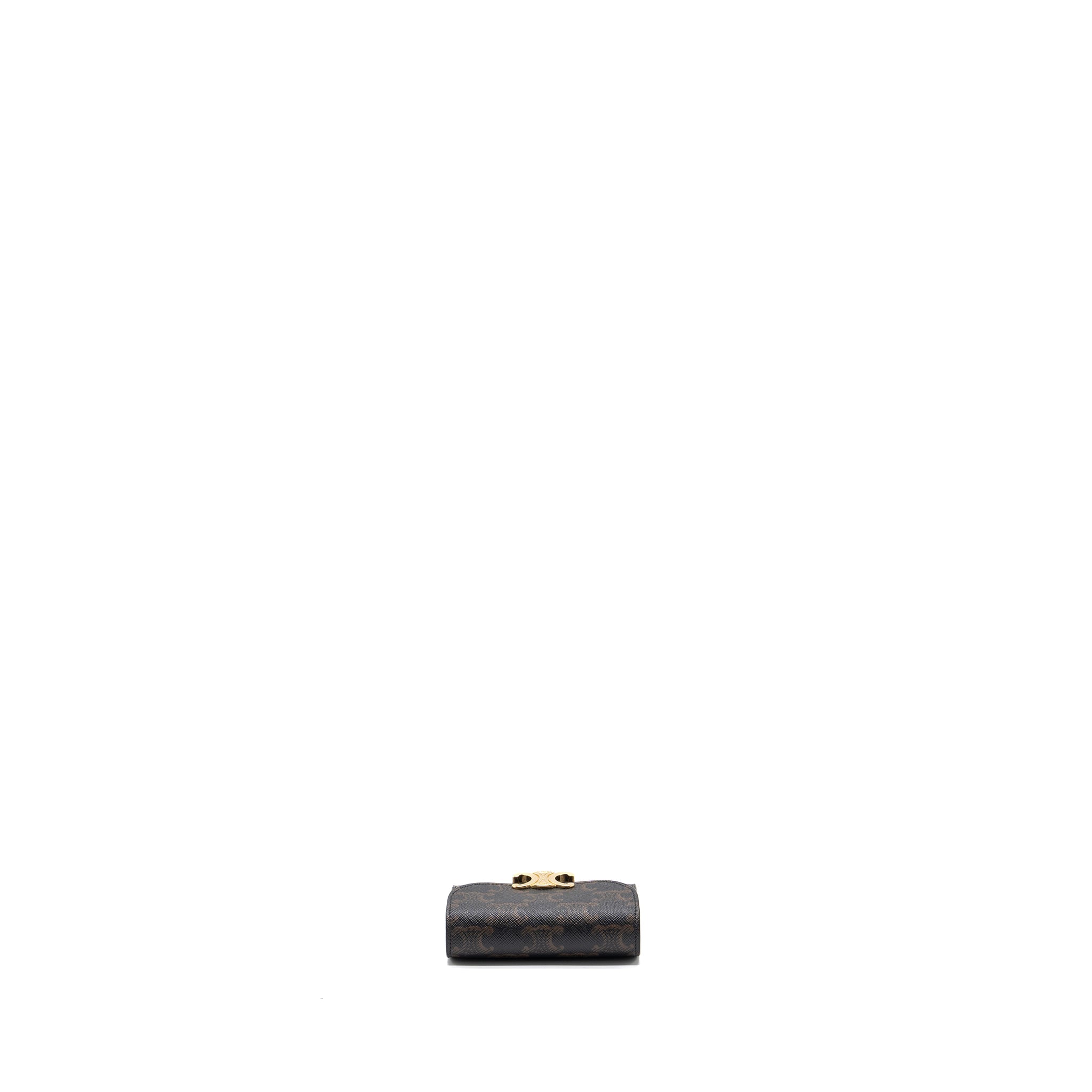 CELINE SMALL TRIOMPHE FLAP WALLET CANVAS TAN GHW