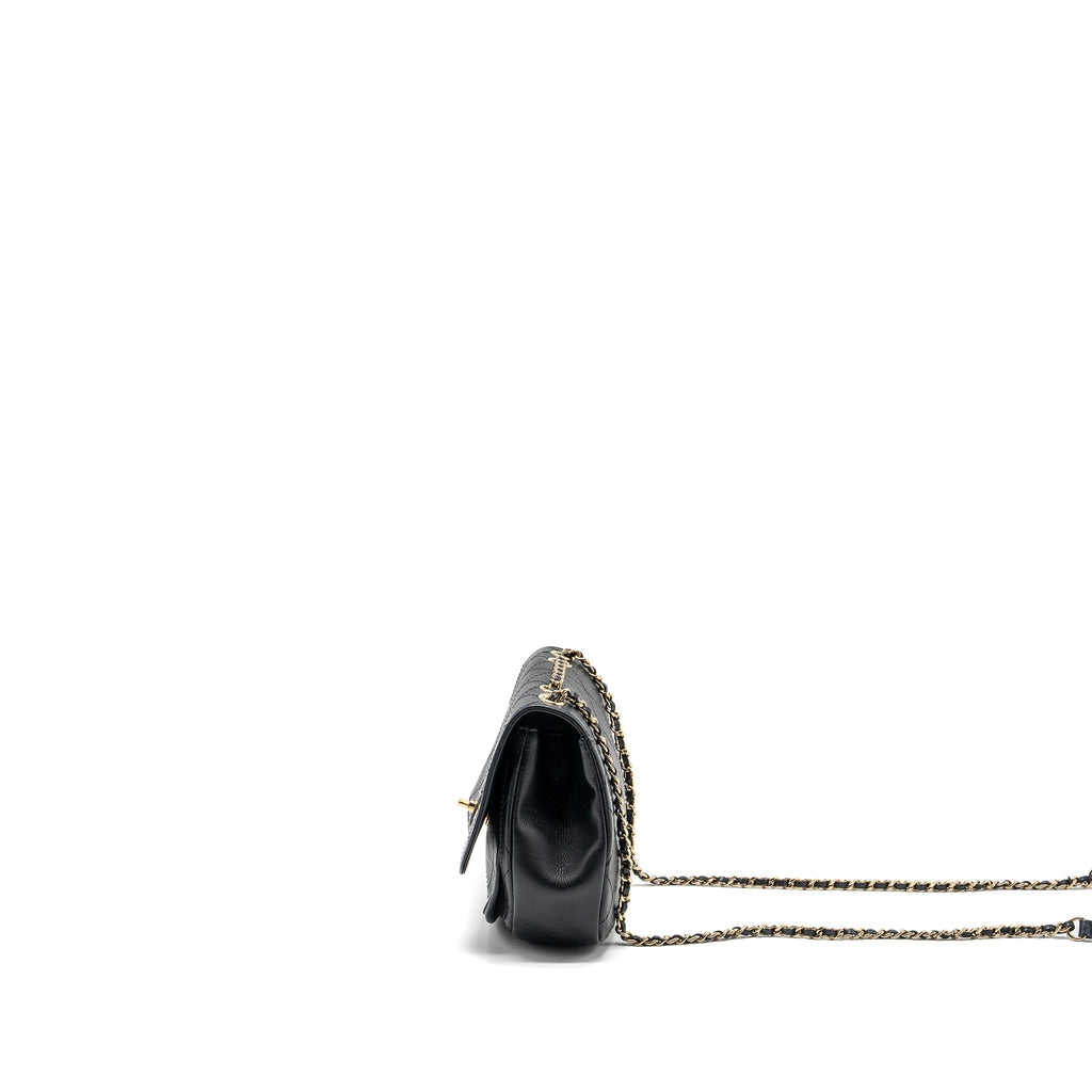 CHANEL HALF MOON QUILTED FLAP BAG GRAINED CALFSKIN BLACK GHW