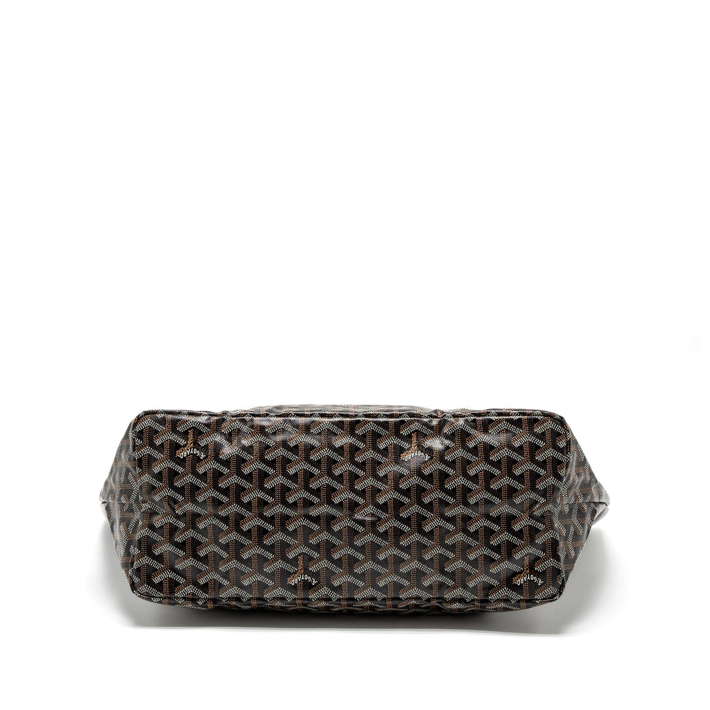 GOYARD SAINT LOUIS PM TOTE BAG GOYARDINE CANVAS BLACK/BROWN SHW