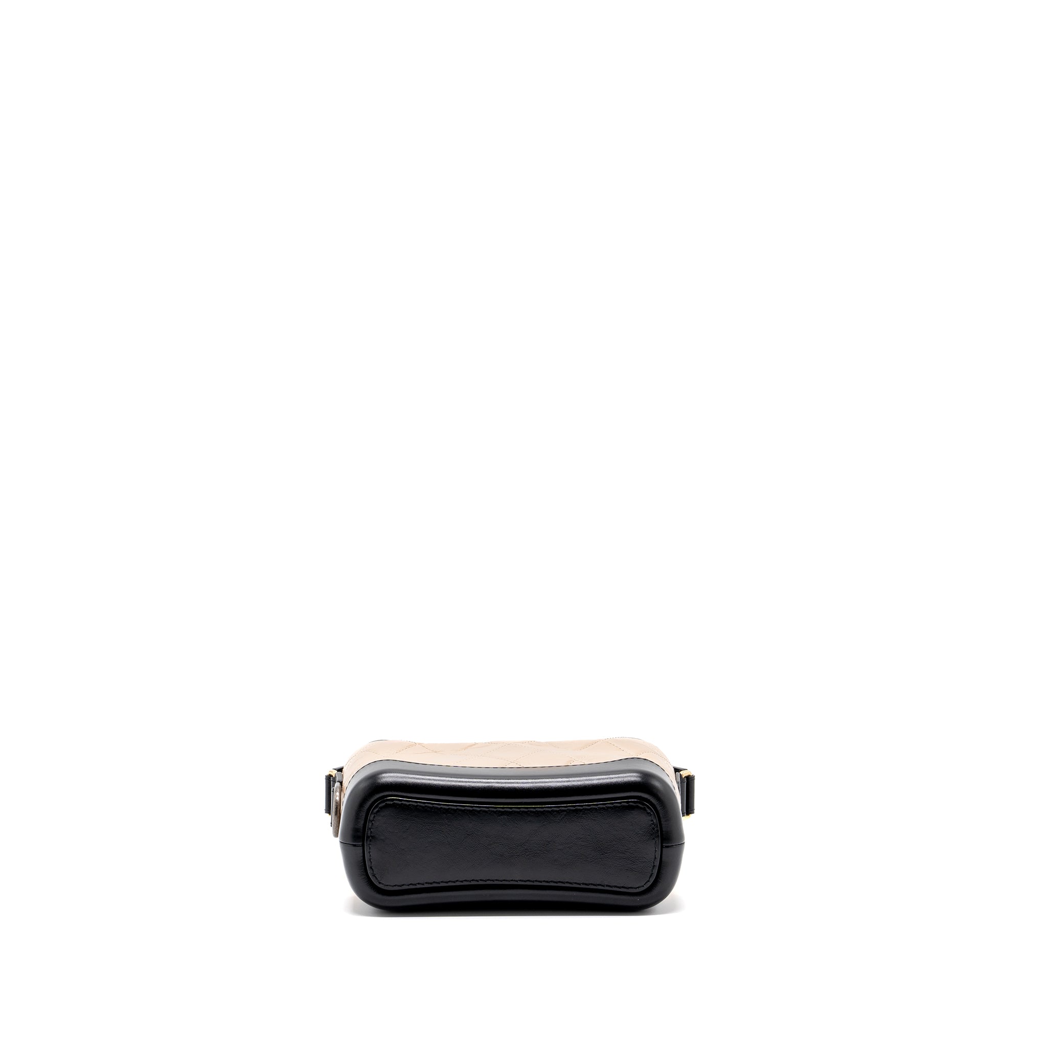 CHANEL SMALL GABRIELLE HOBO BAG CALFSKIN BEIGE / BLACK  MULTICOLOR HARDWARE