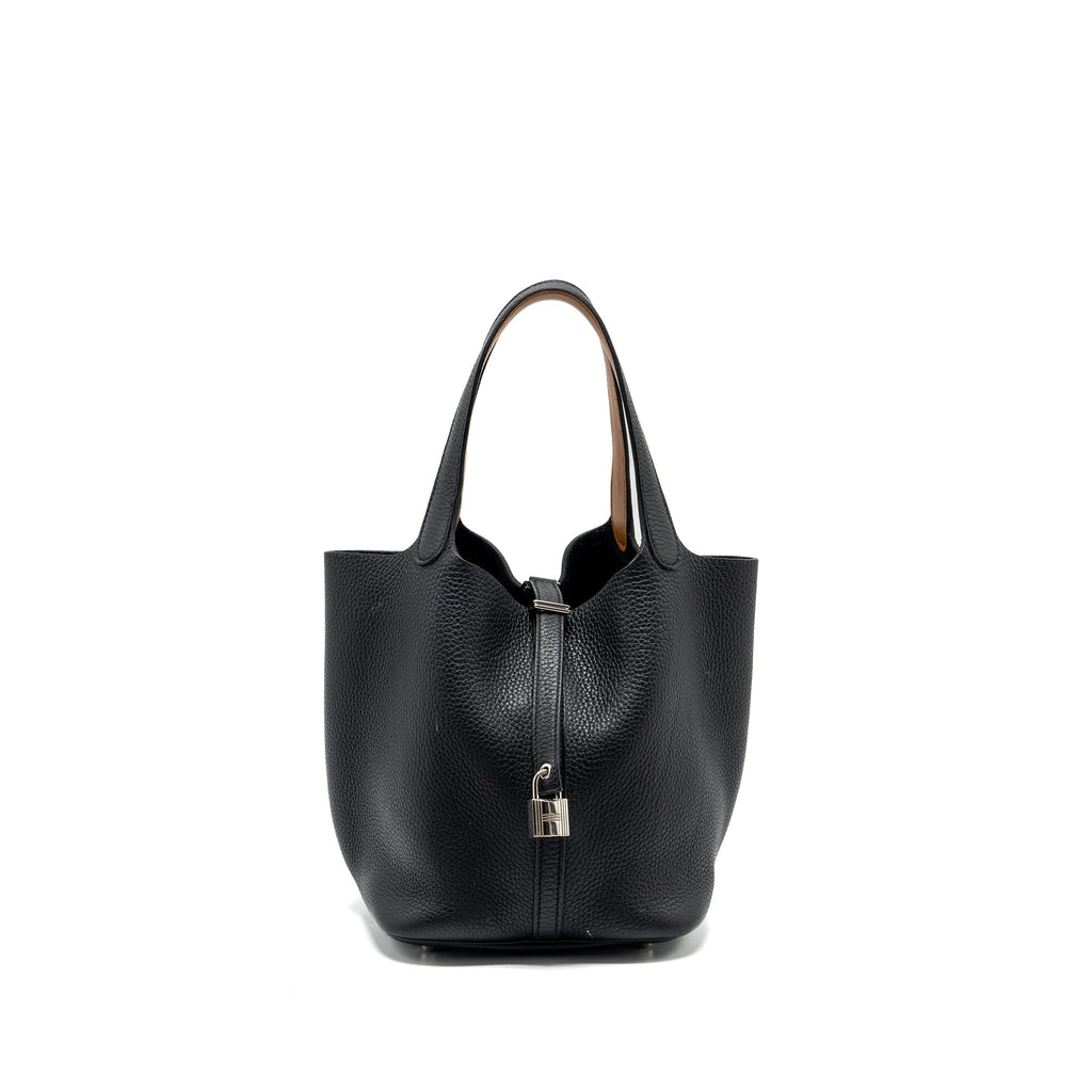 HERMES PICOTIN 22 CLEMENCE BLACK / CARAMEL SHW