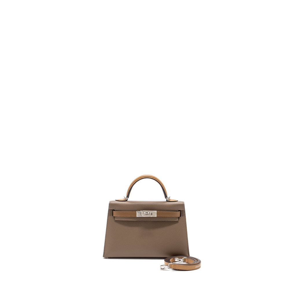 HERMES MINI KELLY II EPSOM ETOUPE/ ALEZAN/ BISCUIT SHW