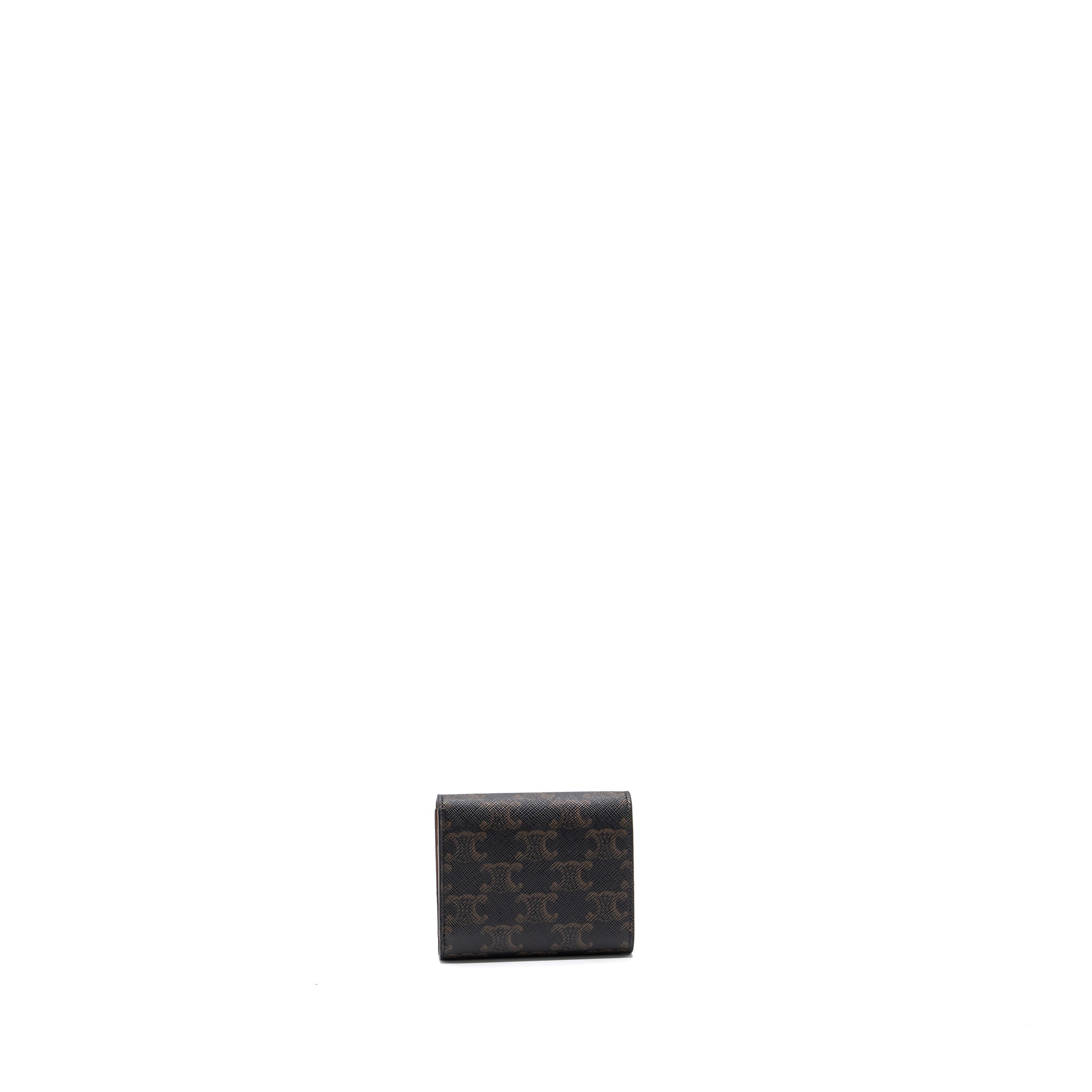CELINE SMALL TRIOMPHE FLAP WALLET CANVAS TAN GHW