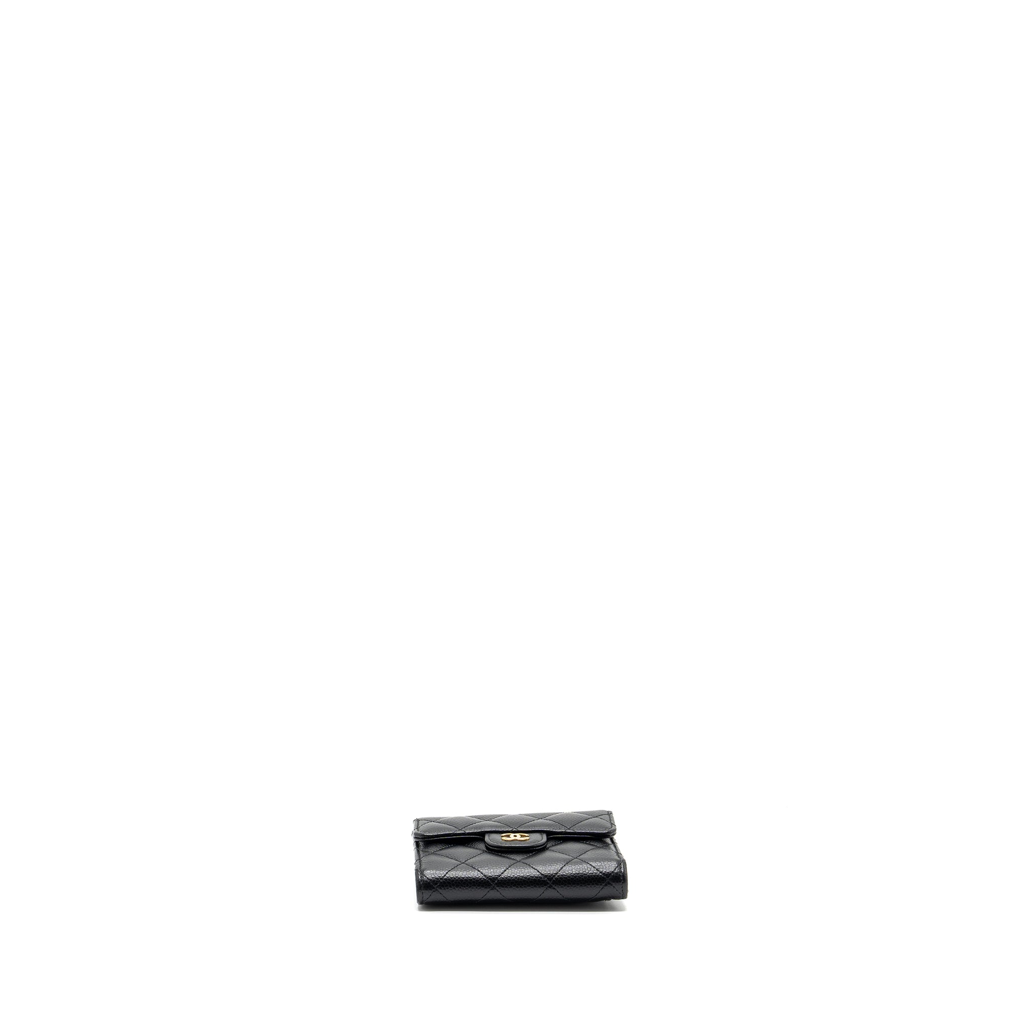 CHANEL CLASSIC COMPACT WALLET CAVIAR BLACK GHW(MICROCHIP)