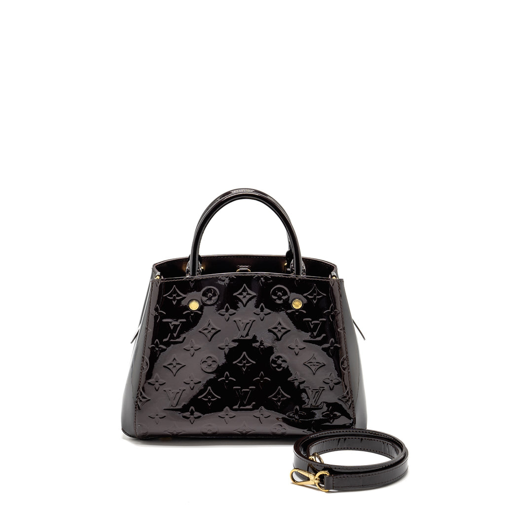 LOUIS VUITTON VERNIS MONTAIGNE BB BAG MONOGRAM PATENT BURGUNDY AMARANTE GHW