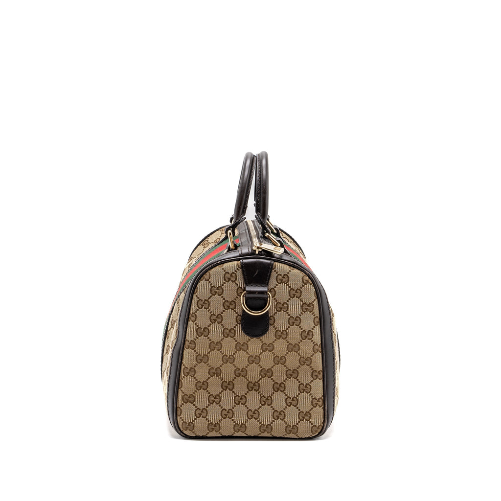 GUCCI BOSTON BAG GG SUPREME CANVAS BROWN LGHW