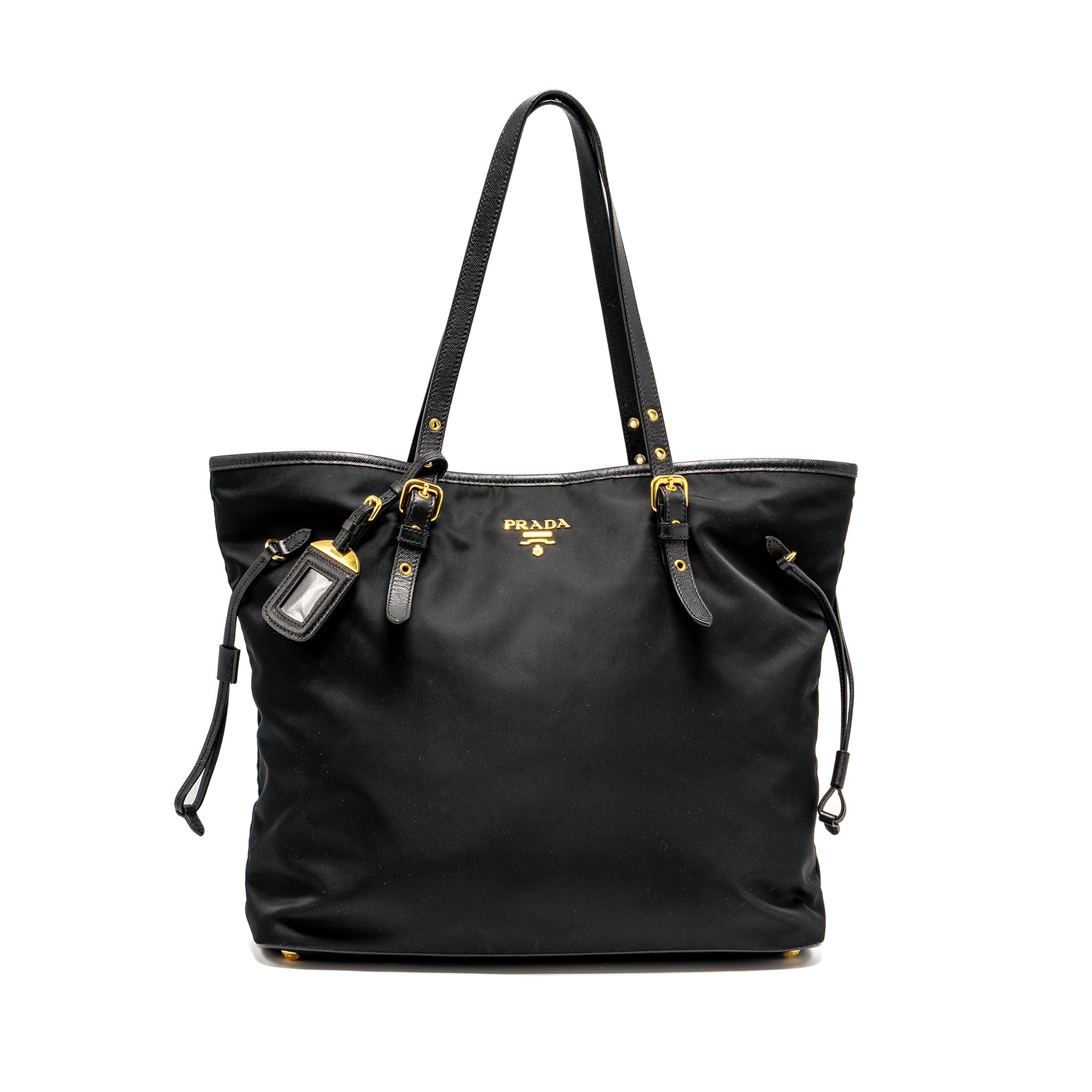 PRADA TOTE BAG CANVAS BLACK GHW