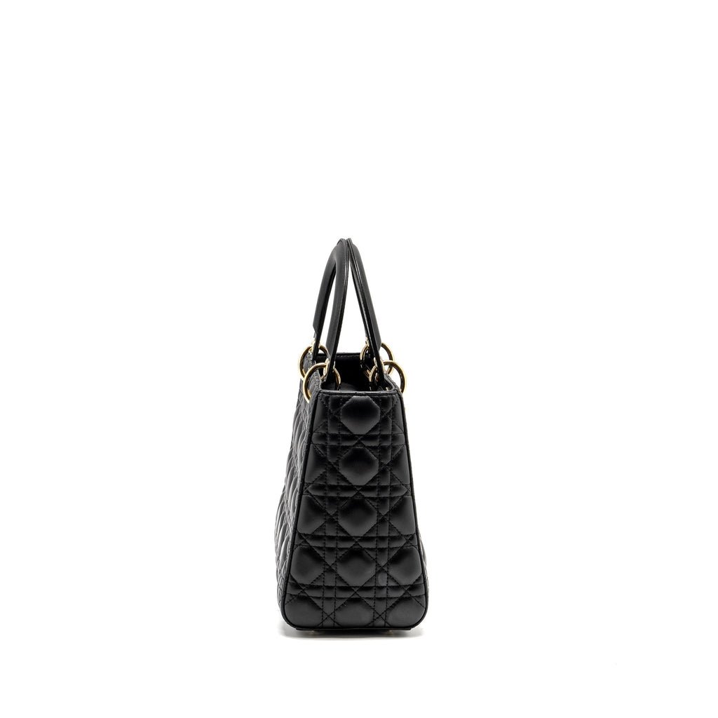 DIOR MEDIUM LADY DIOR LAMBSKIN BLACK LGHW