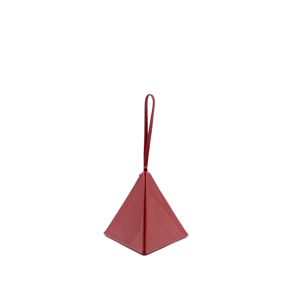SAINT LAURENT/YSL PYRAMID CLUTCH PATENT ROUGE GHW
